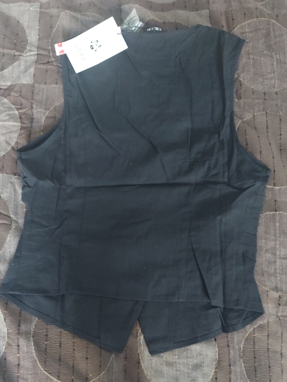NWT Cotton-blend V-neck Solid Black Button Vest Size Large - Picture 5 of 6